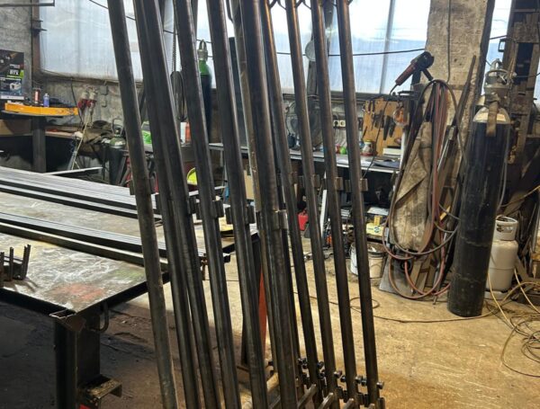 Production of construction scaffholding from steel